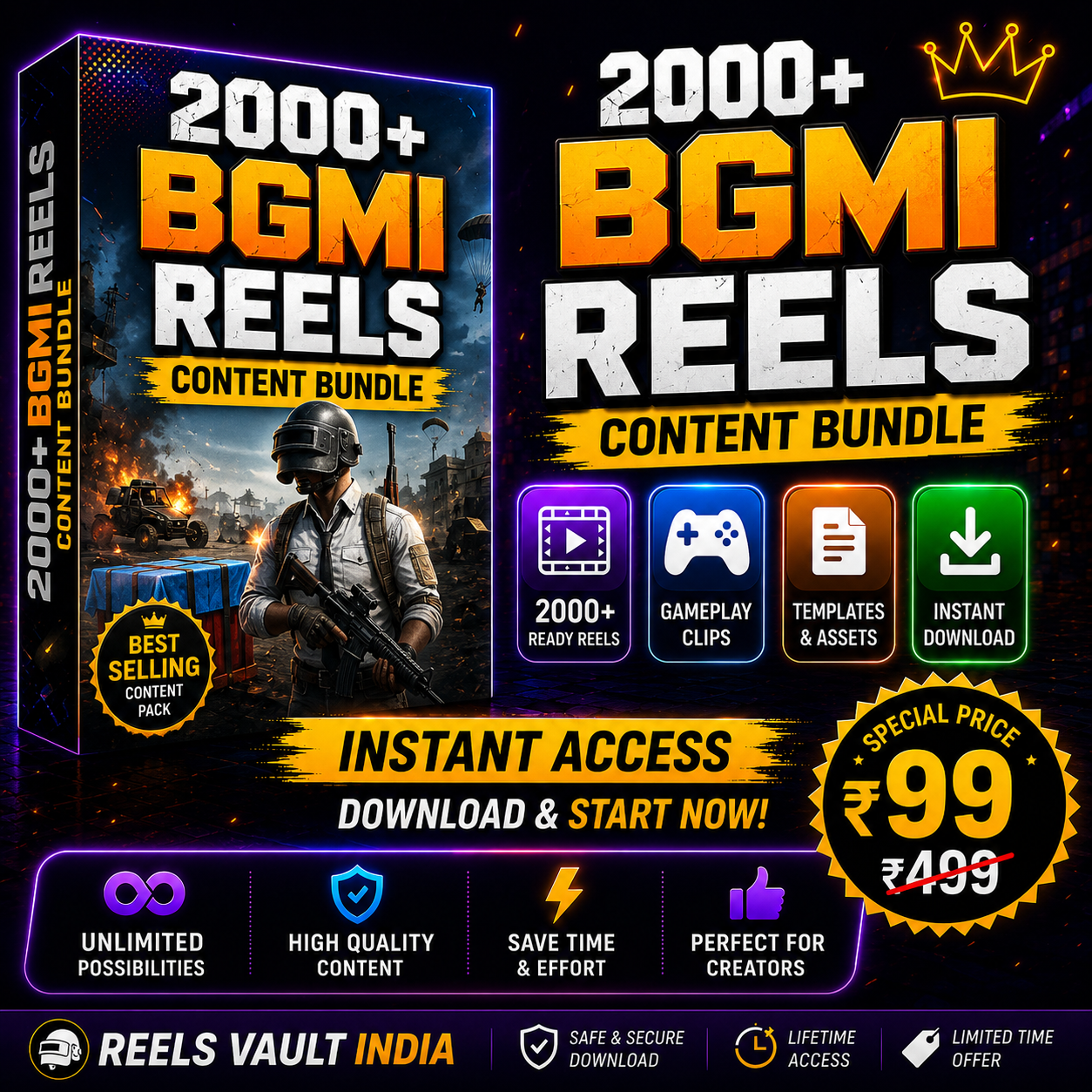 2000+ BGMI Reels Bundle – Premium HD Gaming Content Pack